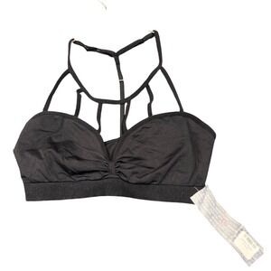 Seams Lovely Madison Bralette Black Strappy Cage Neckline One Size NWT